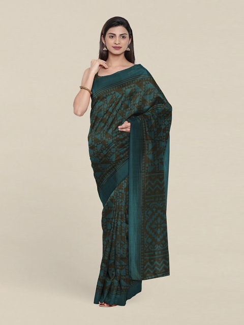 

Pothys Geometric Printed Saree, Green