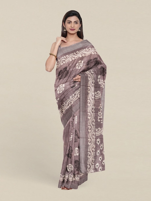 

Pothys Cotton Blend Batik Saree, Grey