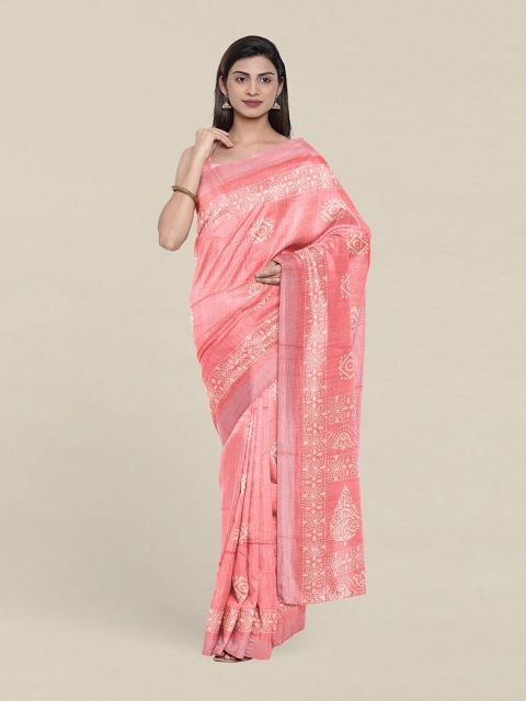 

Pothys Cotton Blend Batik Saree, Pink