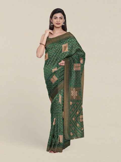 

Pothys Green & Copper-Toned Saree