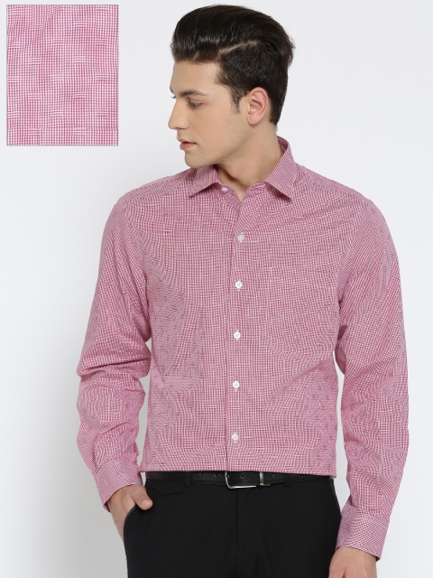 

John Players Men Red & White Slim Fit Checked Formal Shirt