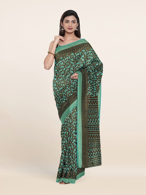 

Pothys Green & Brown Floral Saree