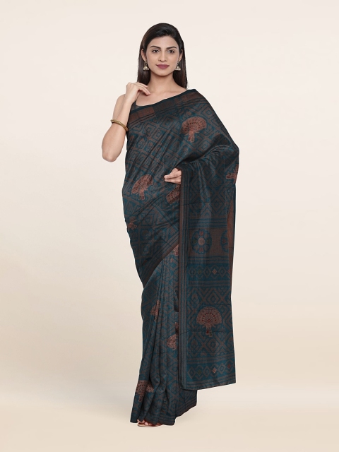 

Pothys Blue & Copper-Toned Saree