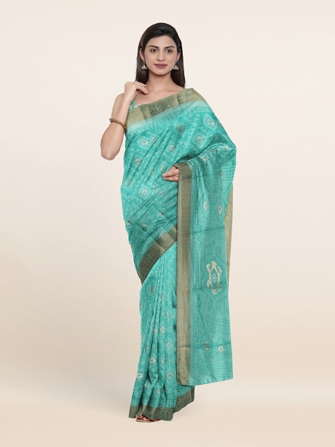 

Pothys Ethnic Motifs Print Woven Design Border Saree With Unstitched Blouse, Green