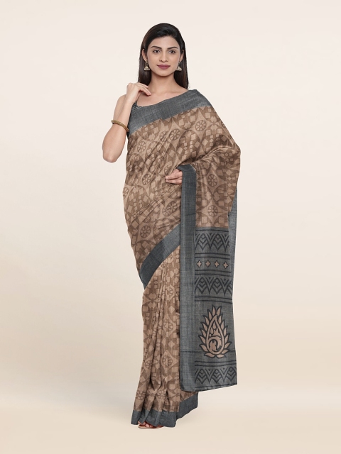 

Pothys Printed Saree, Tan
