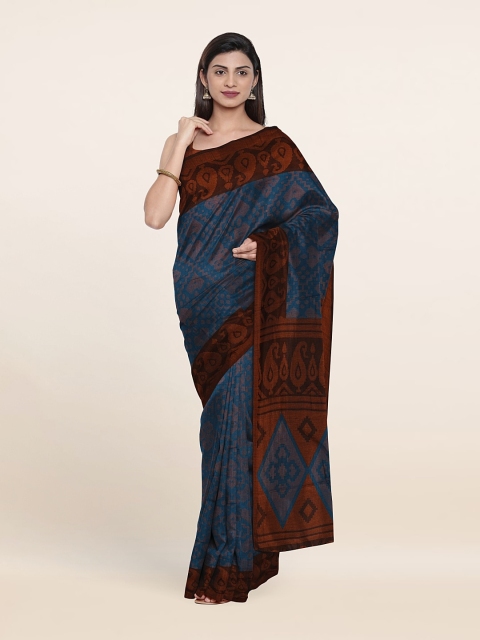 

Pothys Printed Geometric Saree, Blue