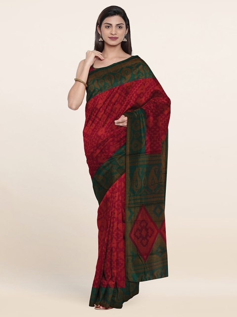 

Pothys Magenta & Olive Green Saree