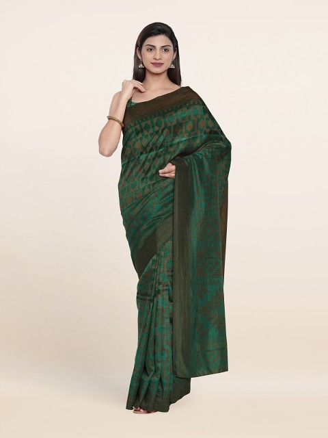 

Pothys Geometric Print Saree, Green