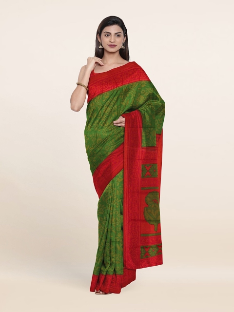

Pothys Green & Red Floral Saree