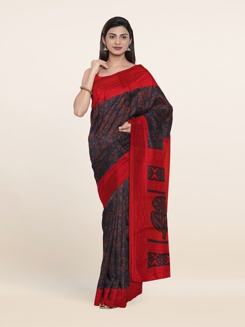 

Pothys Grey & Red Floral Saree