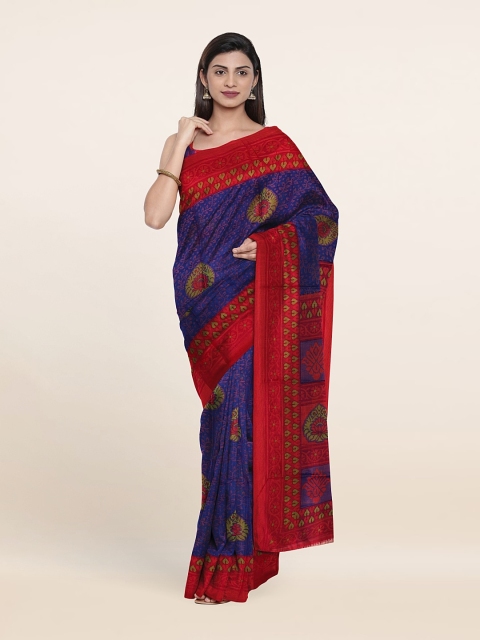 

Pothys Blue & Red Floral Saree