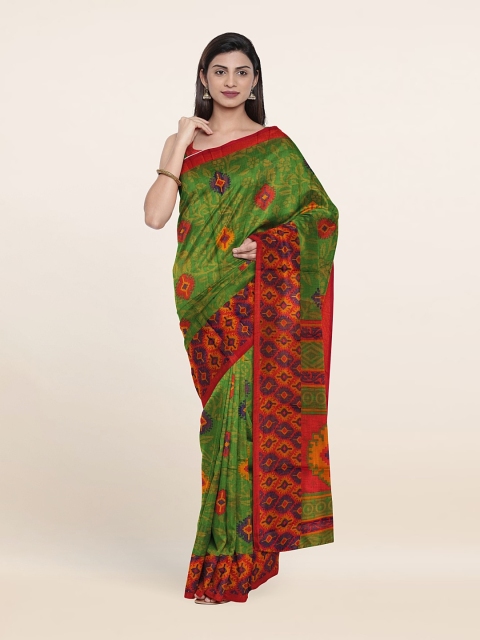 

Pothys Cotton Blend Floral Saree, Green
