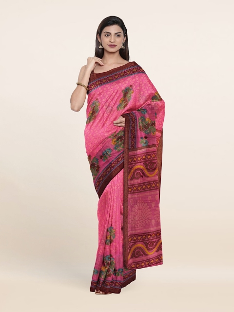 

Pothys Cotton Blend Floral Saree, Pink