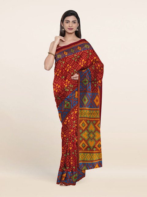 

Pothys Cotton Blend Floral Saree, Red