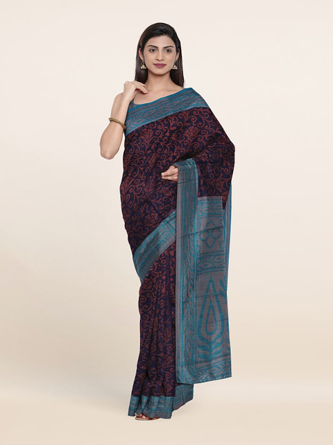

Pothys Floral Print Saree, Blue