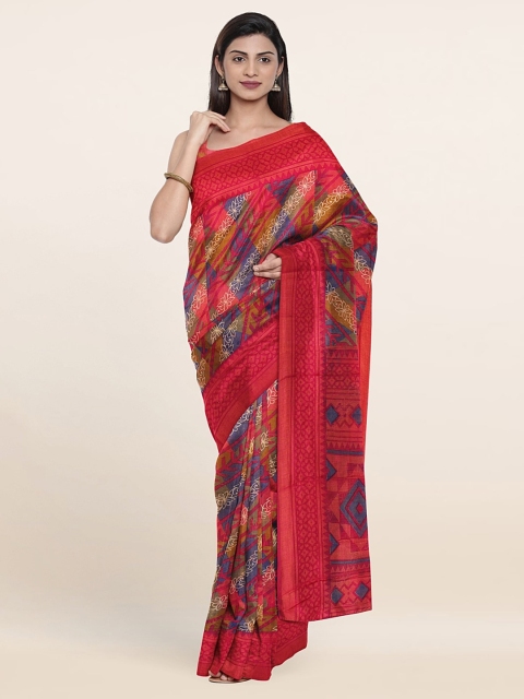 

Pothys Floral Print Saree, Red