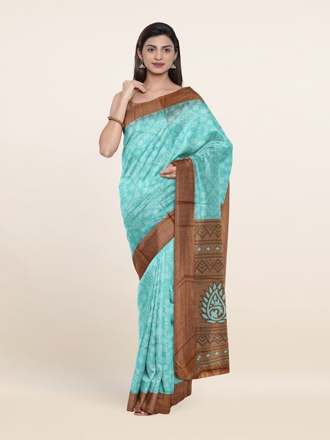

Pothys Floral Print Saree, Sea green