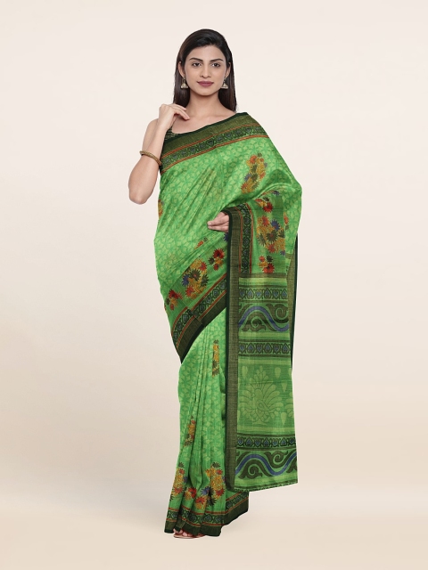 

Pothys Floral Print Saree With Unstitched Blouse, Green