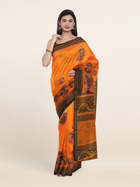 

Pothys Floral Print Saree With Unstitched Blouse, Orange