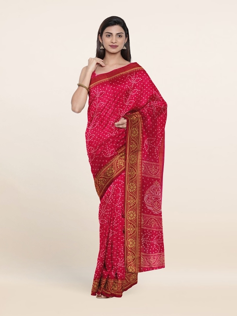 

Pothys Cotton Blend Bandhani Saree, Pink