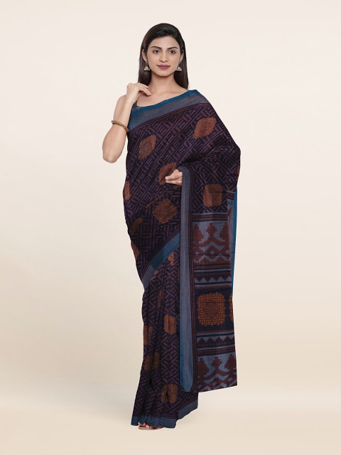 

Pothys Cotton Blend Saree, Navy blue