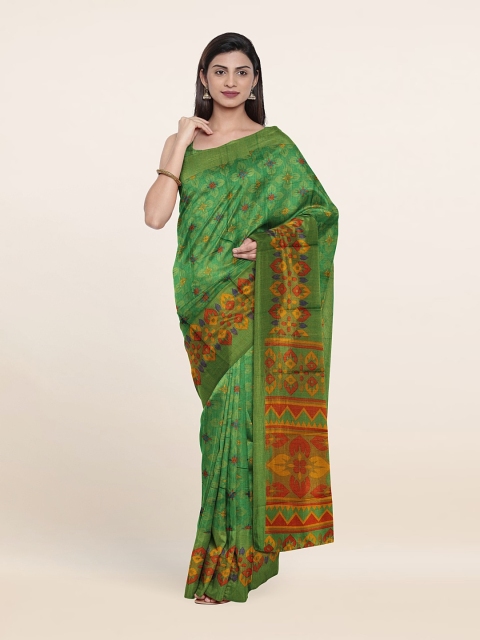 

Pothys Cotton Blend Floral Saree, Green