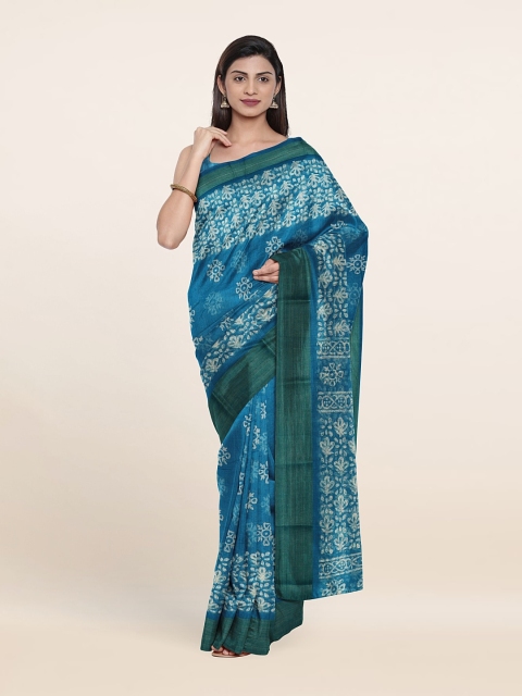 

Pothys Printed Floral Cotton Saree, Blue