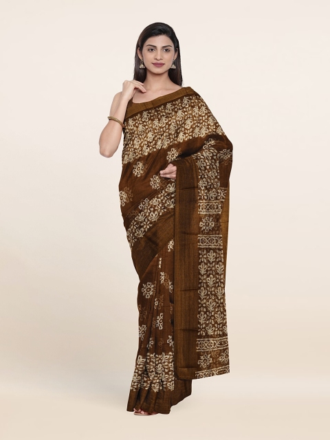 

Pothys Floral Print Saree, Brown