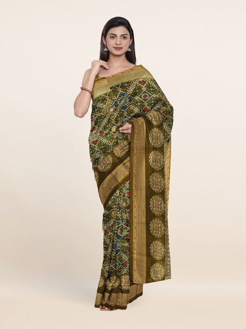 

Pothys Geometric Print Saree, Green