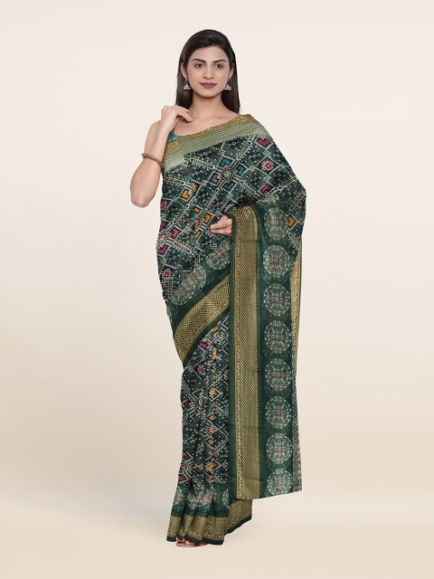 

Pothys Geometric Print Saree, Green