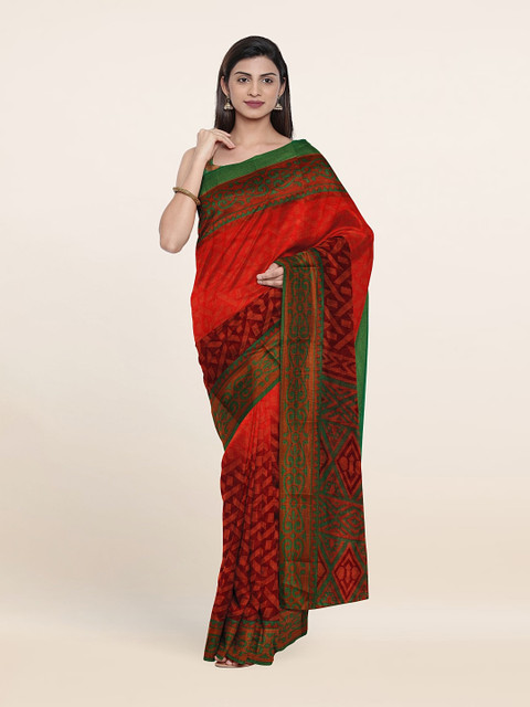 

Pothys Geometric Print Saree, Maroon