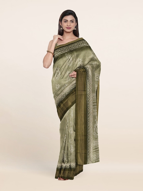 

Pothys Printed Ethnic Motifs Cotton Saree, Green