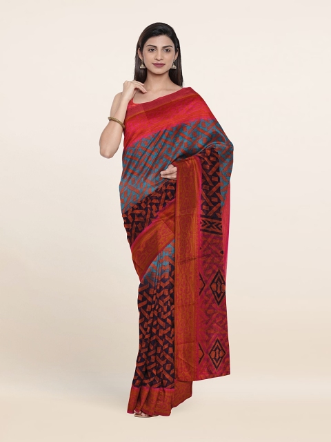 

Pothys Printed Geometric Cotton Saree, Blue