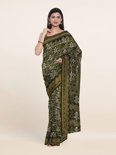 

Pothys Printed Floral Cotton Saree, Green