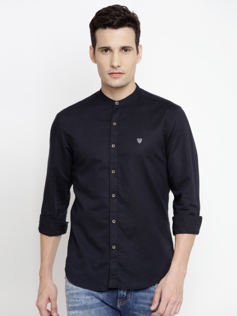 

John Players Men Black Trim Fit Solid Casual Shirt