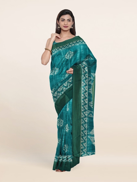 

Pothys Green & Cream-Coloured Batik Saree
