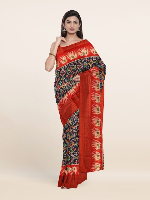 

Pothys Navy Blue & Red Zari Saree