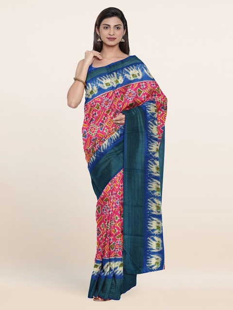 

Pothys Ethnic Motifs Print Zari Border Saree, Pink