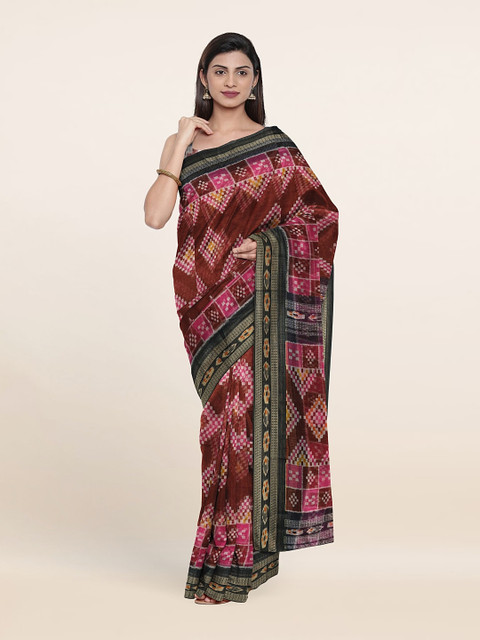 

Pothys Geometric Printed Saree, Brown