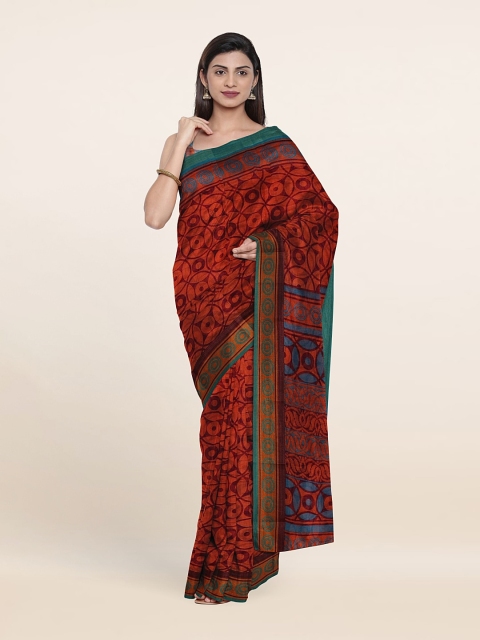 

Pothys Geometric Printed Saree, Rust