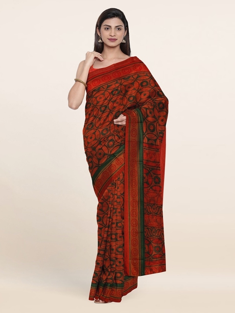 

Pothys Printed Saree, Rust