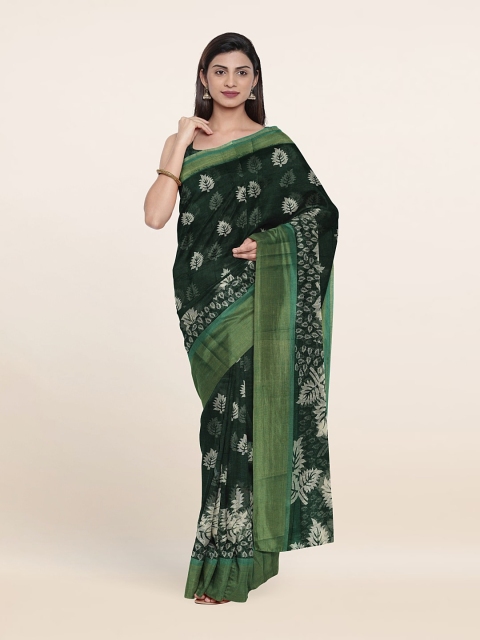 

Pothys Cotton Blend Floral Saree, Green