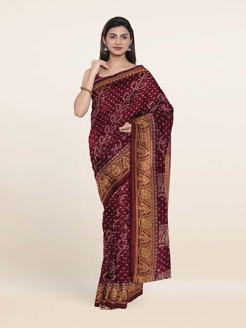 

Pothys Cotton Blend Bandhani Zari Saree, Brown