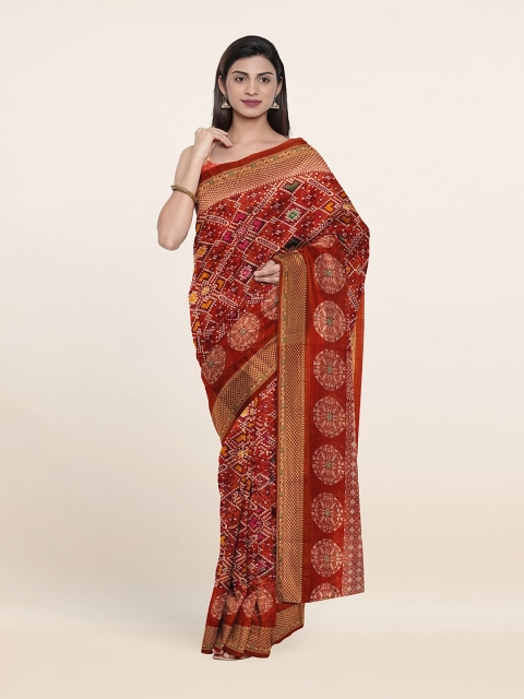 

Pothys Cotton Blend Ethnic Motifs Saree, Red