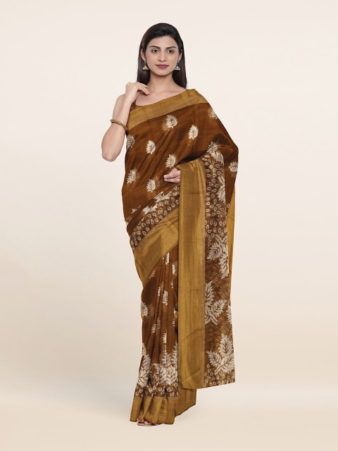 

Pothys Cotton Blend Floral Zari Saree, Khaki