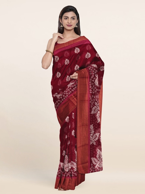 

Pothys Cotton Blend Floral Saree, Maroon