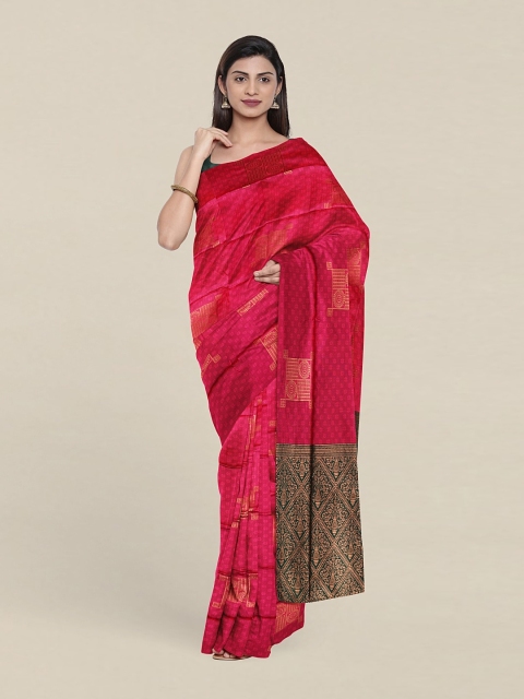 

Pothys Pink & Green Woven Design Zari Saree