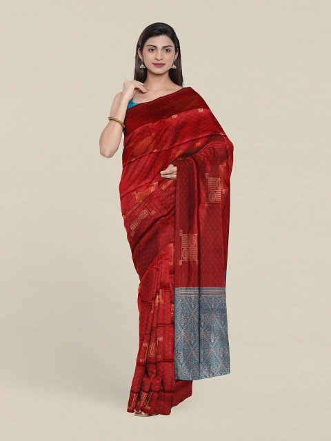 

Pothys Maroon & Blue Woven Design Zari Saree