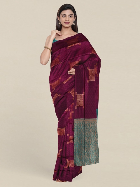 

Pothys Geometric Woven Design Zari Pure Cotton Saree, Violet