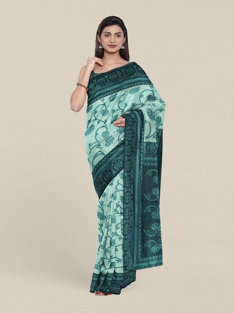 

Pothys Ethnic Motifs Print Pure Cotton Saree, Turquoise blue